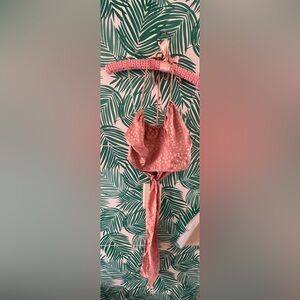 Dizzy Lizzy crop top wrap top halter satin pink sz L